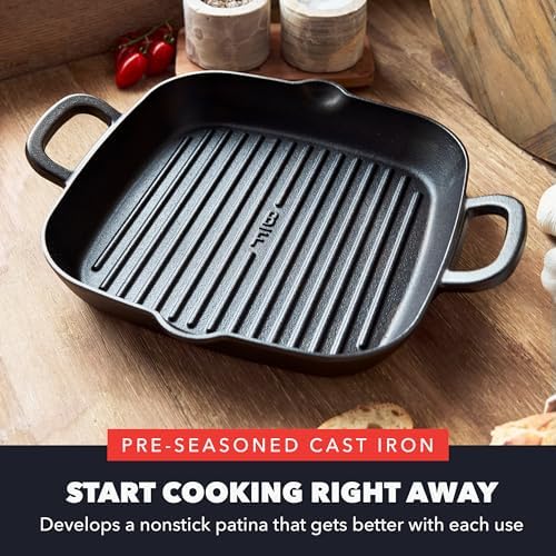 GreenPan x Bobby Flay Cast Iron 11” Square Grill Pan, Pre-Seasoned Professional Grade Heavy Duty Skillet, Helper Handles, Induction Suitable, Stovetop, Oven, BBQ & Fire, Indoor & Outdoor Use, Black - Image 3